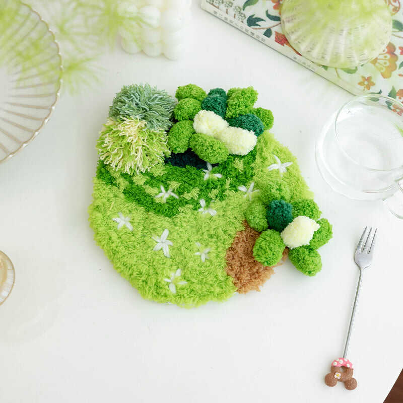 Handmade Moss Rug & Coasters Tufting Coaster Handmade Material Pack Kit