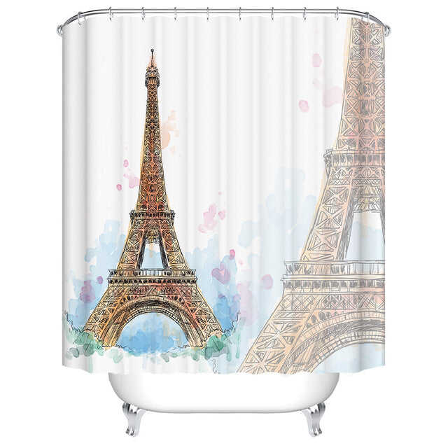 Urijk 1PC Flower Waterproof Shower Curtains for Bath Fabric Liner Solid Bathroom Curtains Shower Curtains With 12 Hooks
