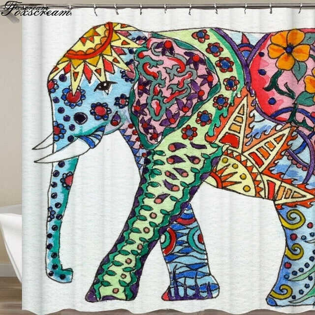 New High Quality Elephant Printing Shower Curtain 3D Polyester Fabric Waterproof Mildewproof Bathroom Curtain