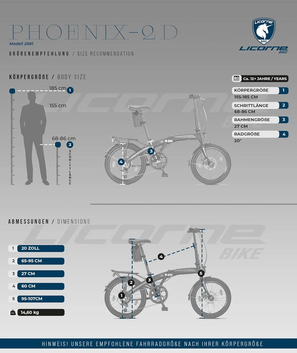 ✨Licorne Bike Phoenix 2D, 20 Inch Aluminium Folding Bike