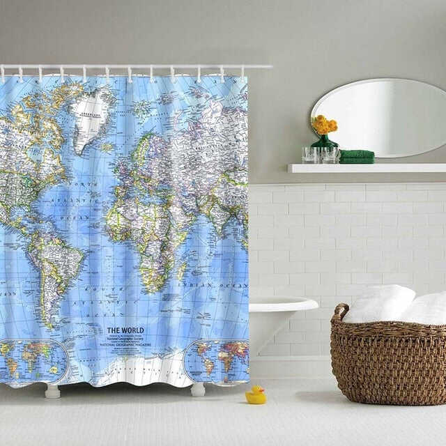 Different World Map Pattern Shower Curtains Printed Bathroom Curtains Shower Wall Hanging Map Curtain World Map Shower Curtains