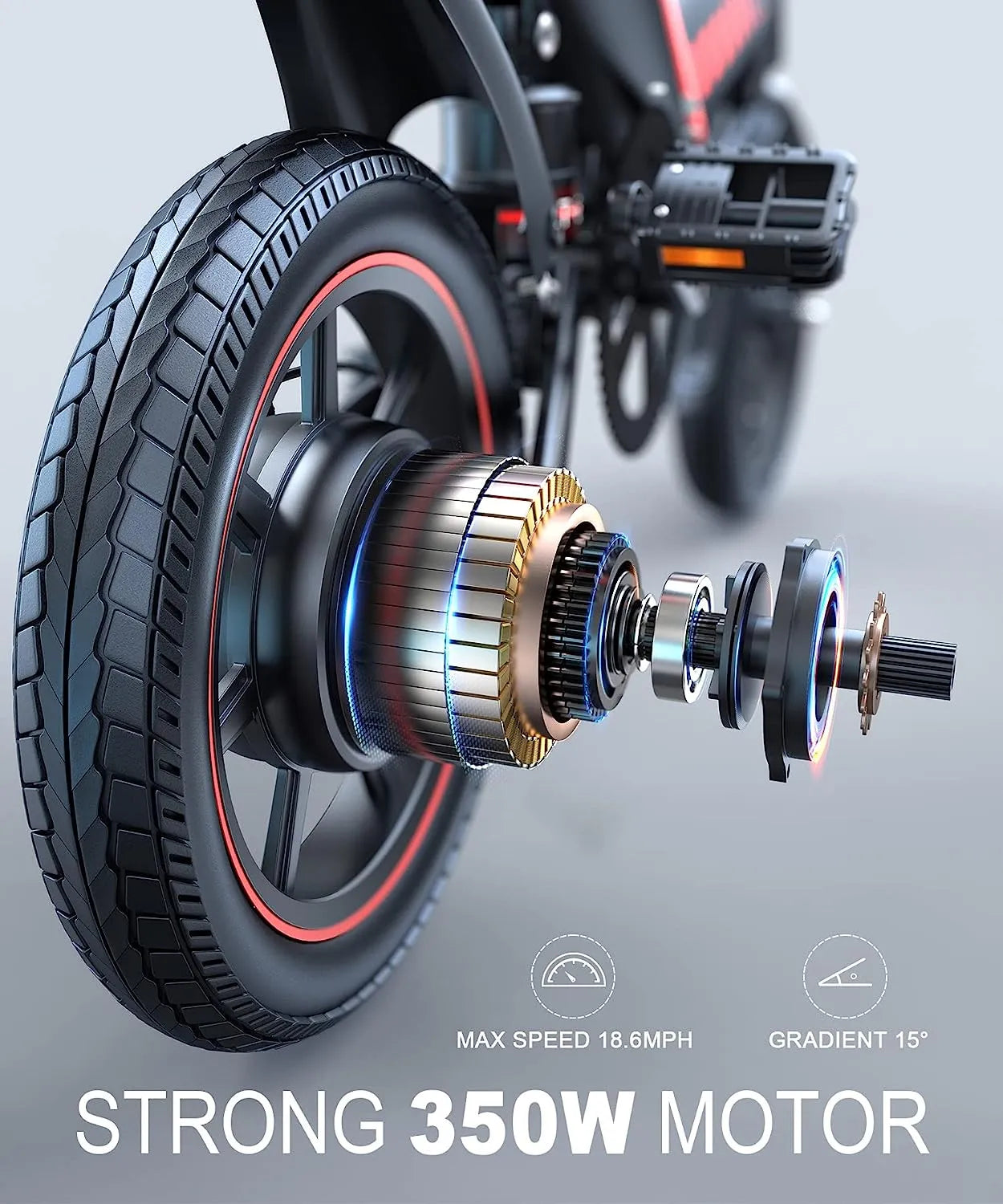 Electric Bike, Electric Bicycle with 18.5mph Electric Bikes for Adults Teens E Bike with Pedals, 14