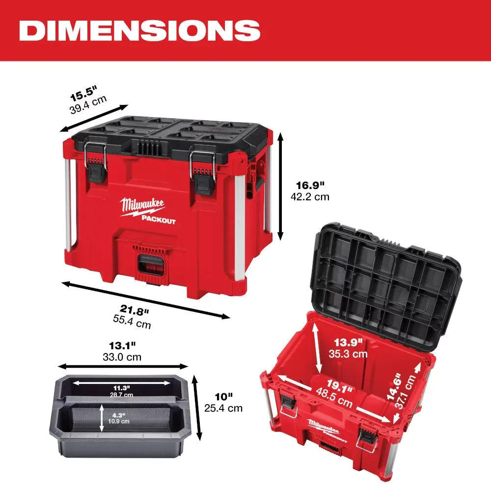 Milwaukee 48-22-8429 PACKOUT XL Heavy Duty Tool Box w/ Organizer Tray