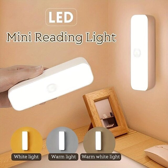 Wireless LED Mini Reading Light Wall-Mounted Reading Light Stick On Bunk Bed Lamp Dimmable Lights Magnetic Mounted Under Cabinet Lighting Rechargeable Battery Operated For Car Bedroom Nursery Bathroom