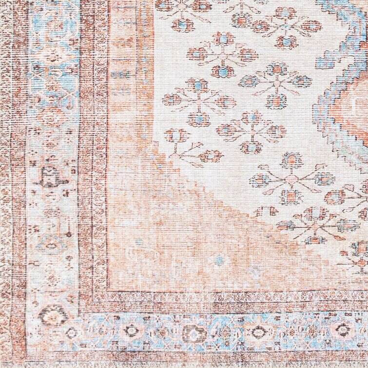 Kants Machine Washable Oriental Blush/Light Gray Area Rug