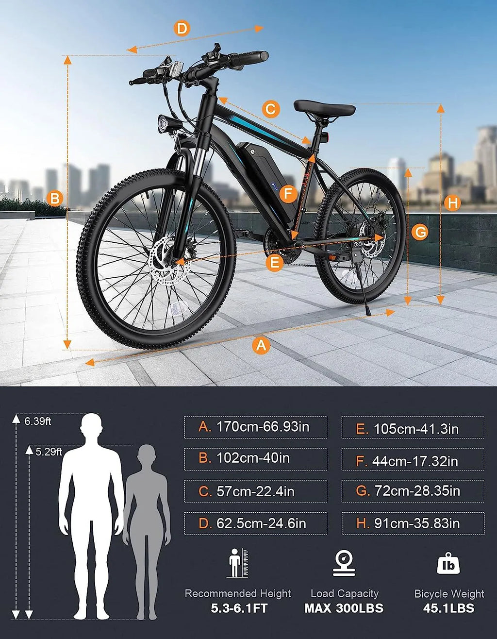 Electric Bike, Electric Bike for Adults 26'' Ebike with 350W Motor, 19.8MPH Electric Mountain Bike with Lockable Suspension Fork, Removable 36V/10.4Ah Battery, Professional 21 Speed Gears