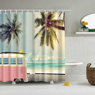 Natural Pattern Pineapple/ Flower / Leaf Polyester Shower Curtains Washable High Quality Colorful curtains for bathroom shower