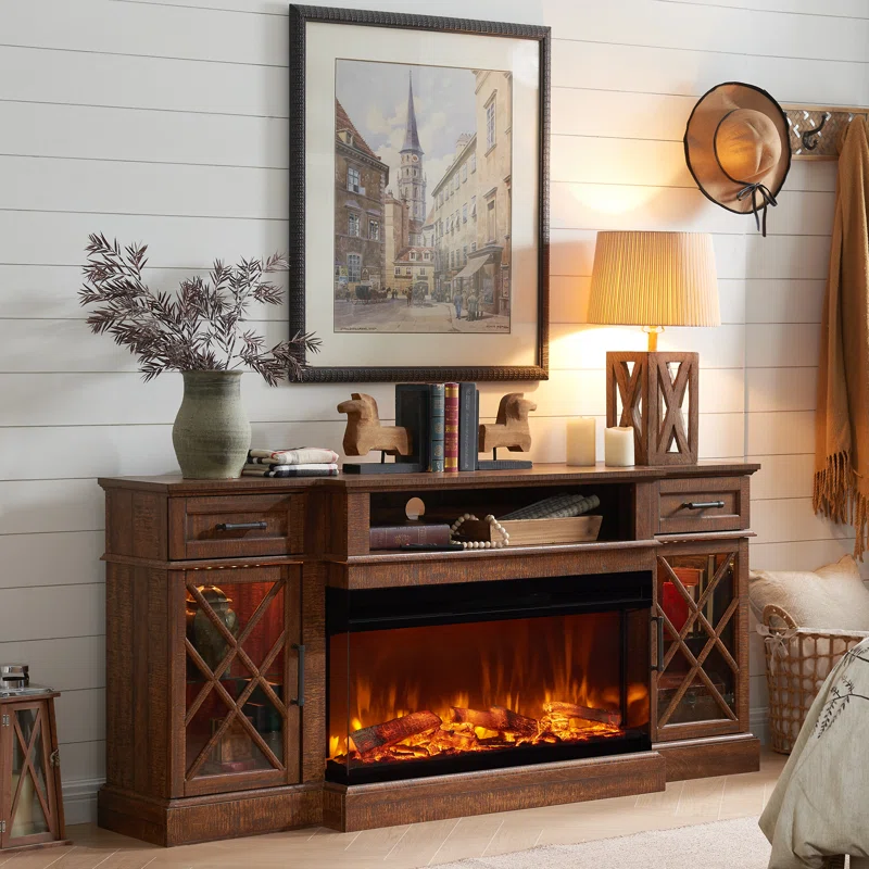 Gaobo Farmhouse Fireplace TV Stand