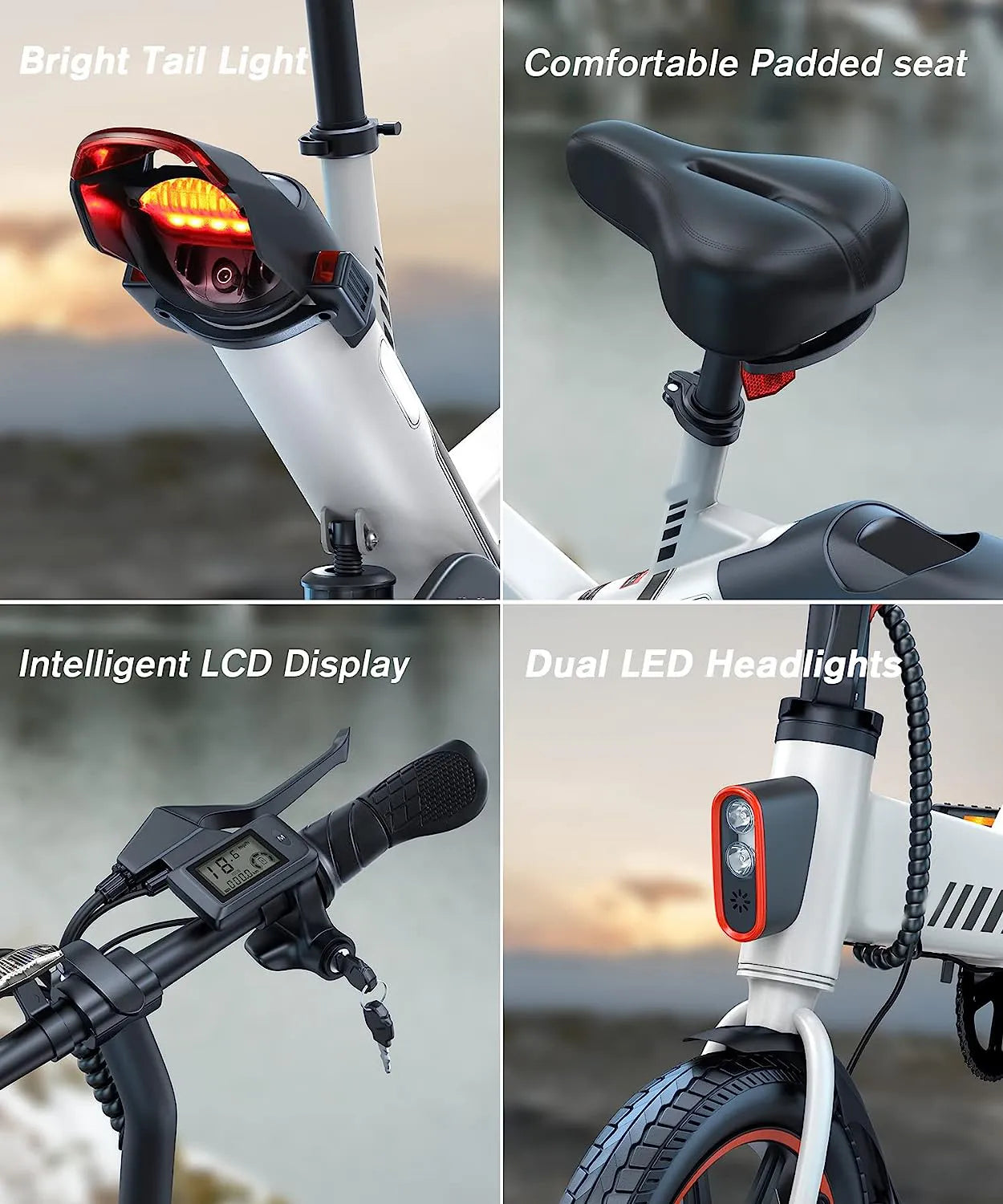 Electric Bike, Electric Bicycle with 18.5mph Electric Bikes for Adults Teens E Bike with Pedals, 14