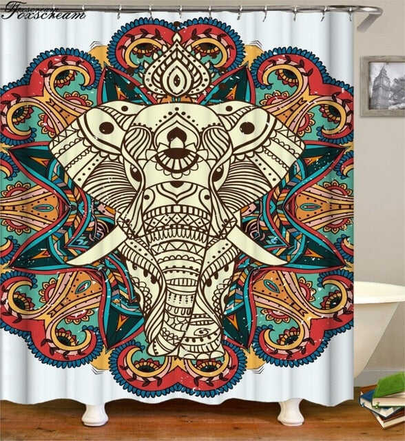New High Quality Elephant Printing Shower Curtain 3D Polyester Fabric Waterproof Mildewproof Bathroom Curtain