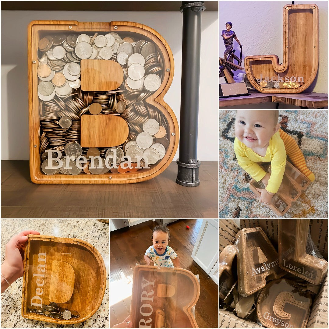 🎄Christmas fire sale💞Personalized Boy/Girl Piggy Bank - Wood Gift For Kids🎁