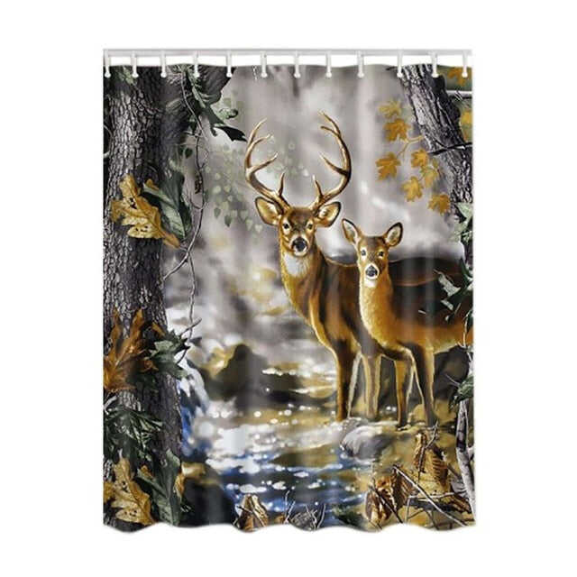 Bamboo Forest /Colorful Tree / Deer / Vessel / Stone Waterproof Shower Curtains Bathroom Creative Polyester Bath Curtain