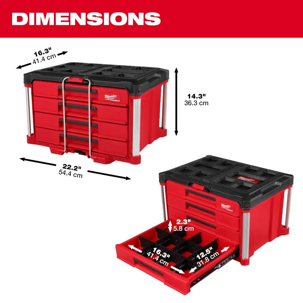 Milwaukee Pre-Sale 48-22-8444 PACKOUT 4 Drawer Tool Box