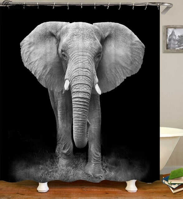 New High Quality Elephant Printing Shower Curtain 3D Polyester Fabric Waterproof Mildewproof Bathroom Curtain