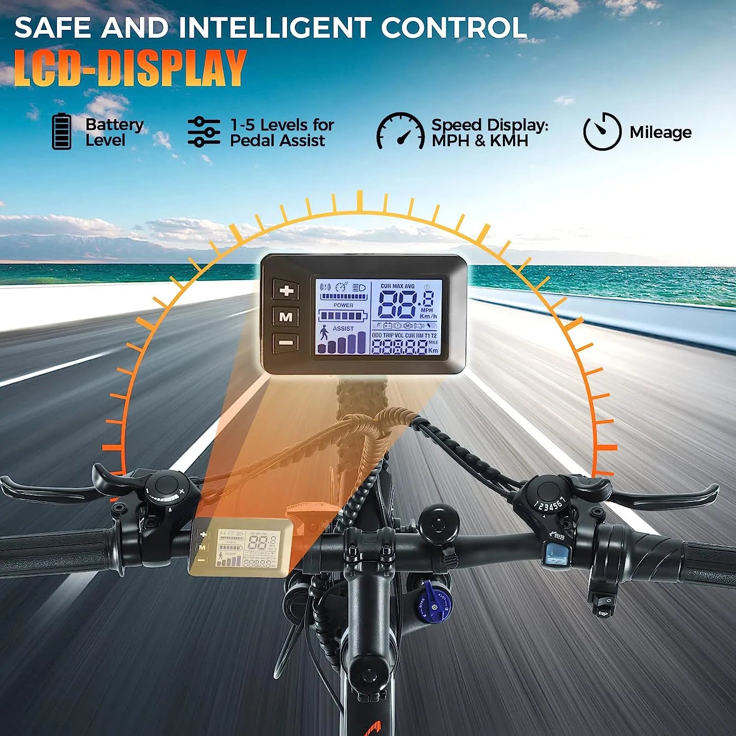 Electric Bike Electric Mountain Bike 500W 26'' Commuter Ebike, 20MPH Adults Electric Bicycle with Removable 48V/374.4Wh Battery, LCD-Display and Professional 21 Speed Gears