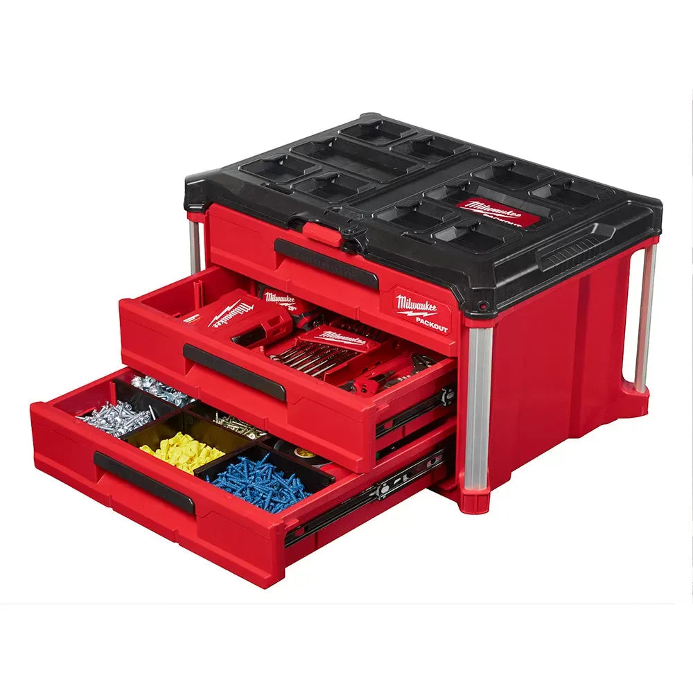 Milwaukee Pre-Sale 48-22-8443 PACKOUT 3 Drawer Durable Tool Box w/ 50lbs Capacity