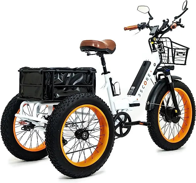 ✨Electric Fat Trike 750W Motor and 48V Lithium Rechargeable Battery – Etrike 24 Inch Fat Tire – Foldable Electric Cruiser Tricycle
