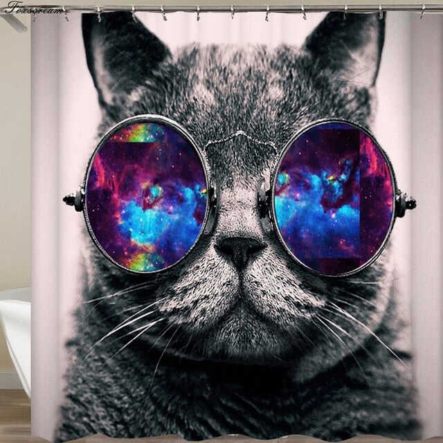 Cat Bath Shower Curtain Funny Star Space Waterproof Cat shower curtains bathroom curtain Fabric Bathroom Curtains For Bathroom