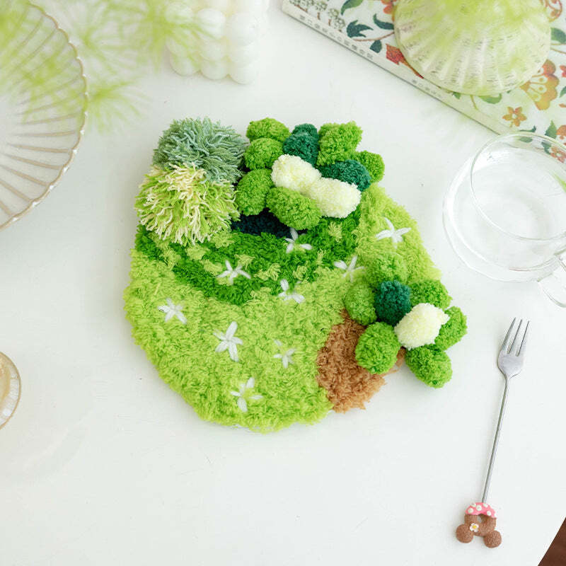 Handmade Moss Rug & Coasters Tufting Coaster Handmade Material Pack Kit