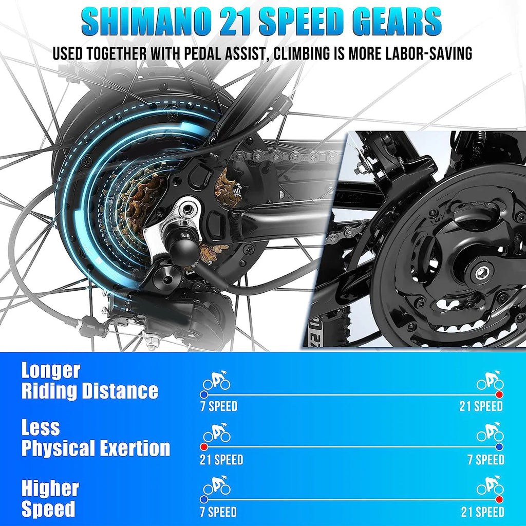 Electric Bike Electric Mountain Bike 500W 26'' Commuter Ebike, 20MPH Adults Electric Bicycle with Removable 48V/374.4Wh Battery, LCD-Display and Professional 21 Speed Gears