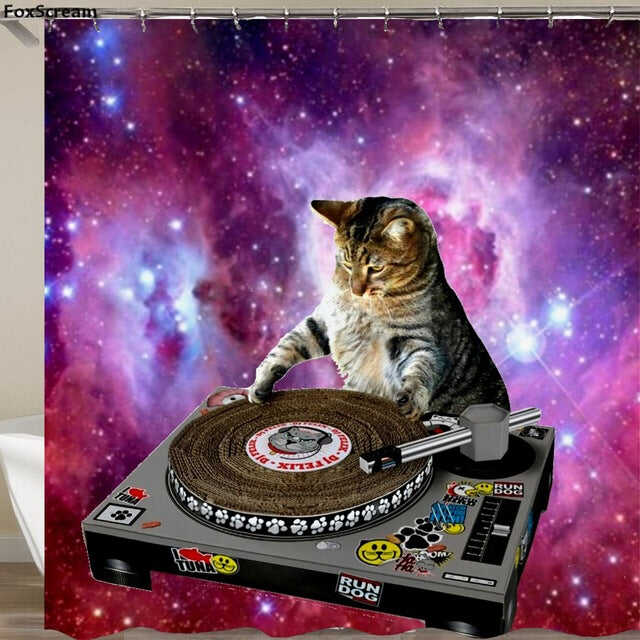 Cat Bath Shower Curtain Funny Star Space Waterproof Cat shower curtains bathroom curtain Fabric Bathroom Curtains For Bathroom