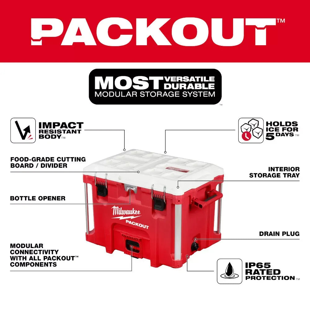 Milwaukee 48-22-8462 PACKOUT 40QT XL Cooler w/ Impact Resistant Polymer Body