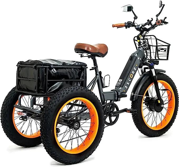 ✨Electric Fat Trike 750W Motor and 48V Lithium Rechargeable Battery – Etrike 24 Inch Fat Tire – Foldable Electric Cruiser Tricycle