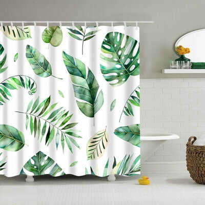 Natural Pattern Pineapple/ Flower / Leaf Polyester Shower Curtains Washable High Quality Colorful curtains for bathroom shower