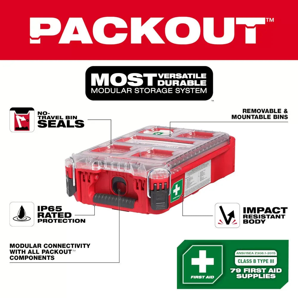 Milwaukee 48-73-8435C 79PC Class A Type III PACKOUT First Aid Kit