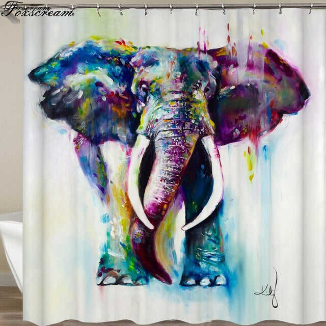 New High Quality Elephant Printing Shower Curtain 3D Polyester Fabric Waterproof Mildewproof Bathroom Curtain