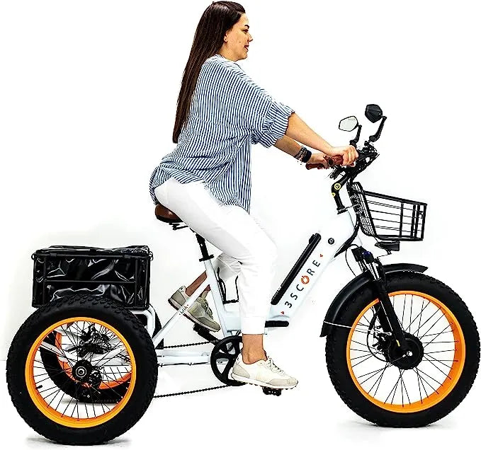 ✨Electric Fat Trike 750W Motor and 48V Lithium Rechargeable Battery – Etrike 24 Inch Fat Tire – Foldable Electric Cruiser Tricycle