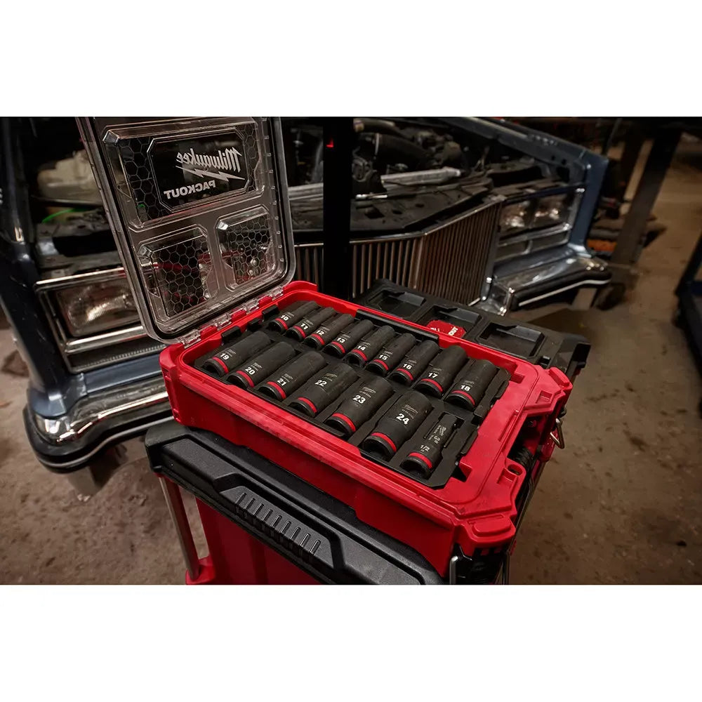 Milwaukee Pre-Sale 49-66-6803 SHOCKWAVE 1/2” Impact Duty Socket MM PACKOUT Set - 16 PC