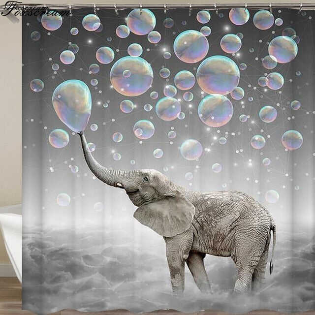New High Quality Elephant Printing Shower Curtain 3D Polyester Fabric Waterproof Mildewproof Bathroom Curtain