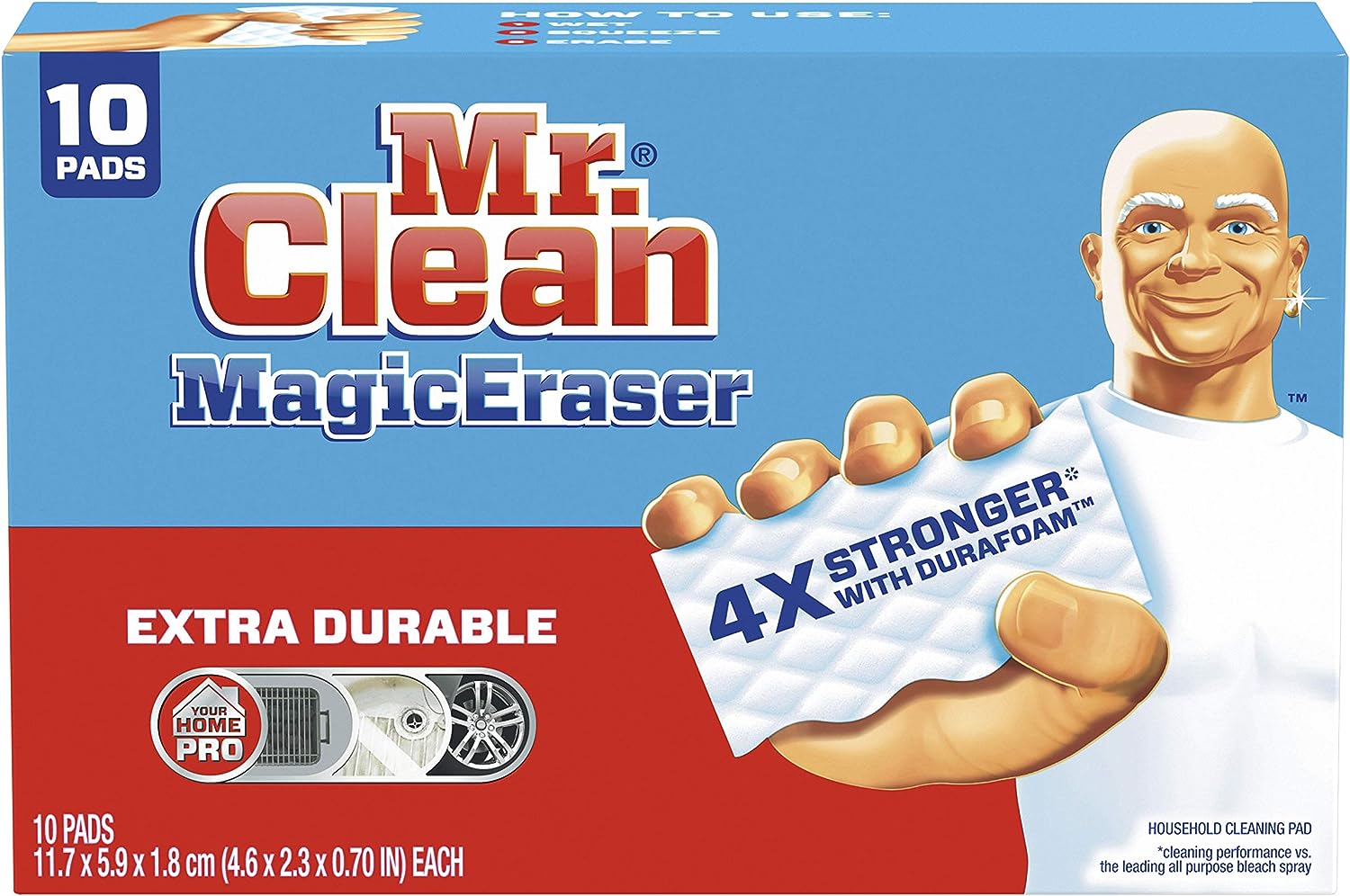 Magic Eraser, Extra Durable, Shoe, Bathroom, and Shower Cleaner, Cleaning Pads with Durafoam, 10 Count