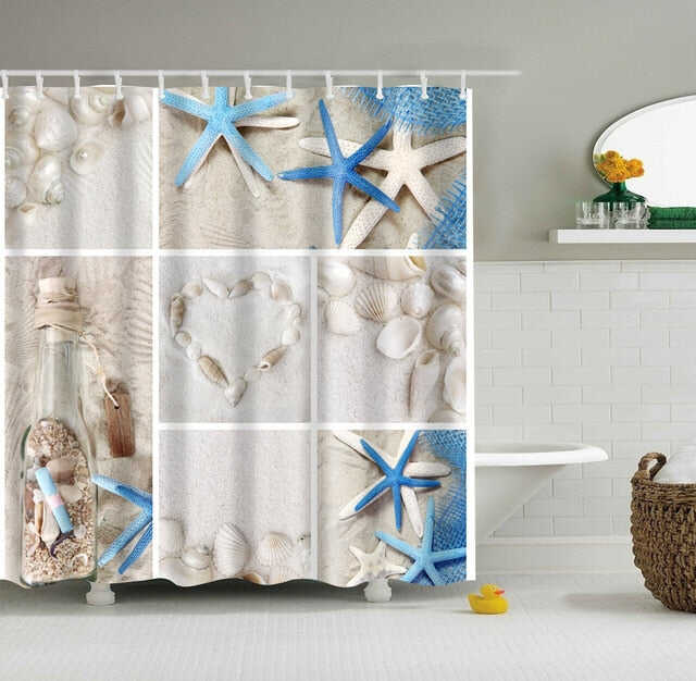 Seaside Scenery 3d Printed Shower Curtains Set Polyester Fabric Waterproof High Quality Bath Curtain Bathroom Screen Curtain