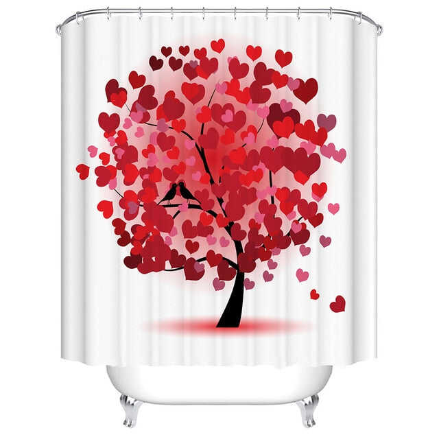 Urijk 1PC Flower Waterproof Shower Curtains for Bath Fabric Liner Solid Bathroom Curtains Shower Curtains With 12 Hooks