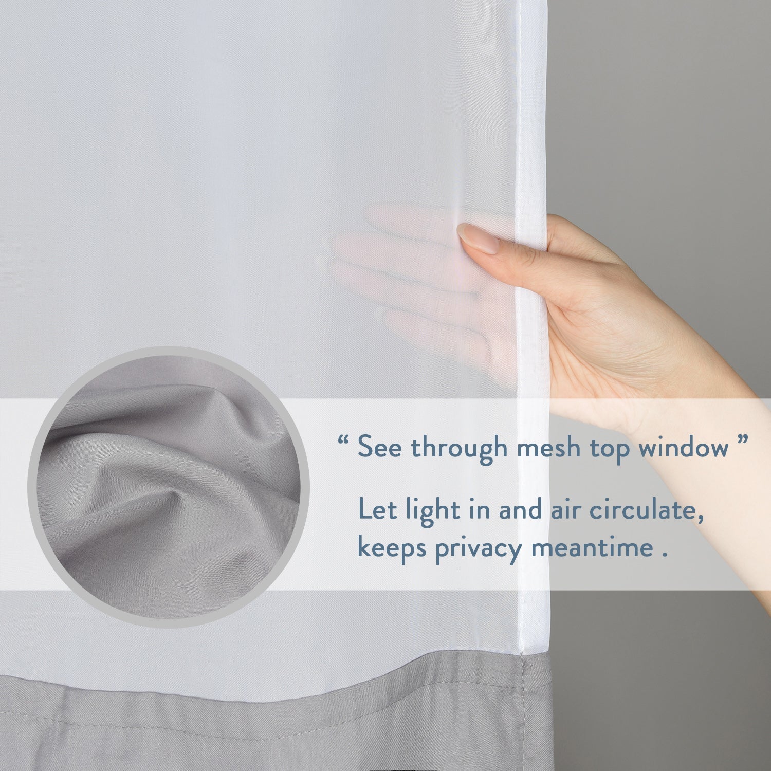 HIG Farmhouse Shower Curtain with Waterproof Detachable Liner, Boho Decorative Bathroom Curtain with Butterfly Flowers, Vintage Fabric Shower Curtain with See Through Window, 72" x 72"