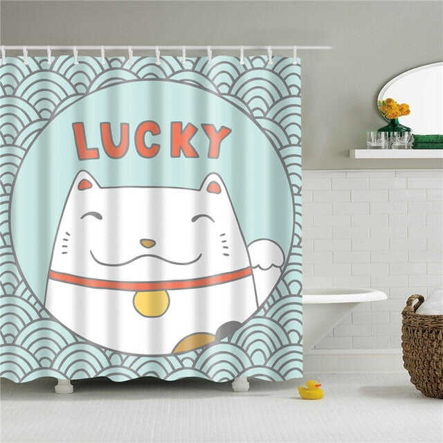 New Nordic Cartoon Cat Printing Bath Waterproof Shower Curtains Bathroom Curtain Washable Polyester Screen for Bath Decoration
