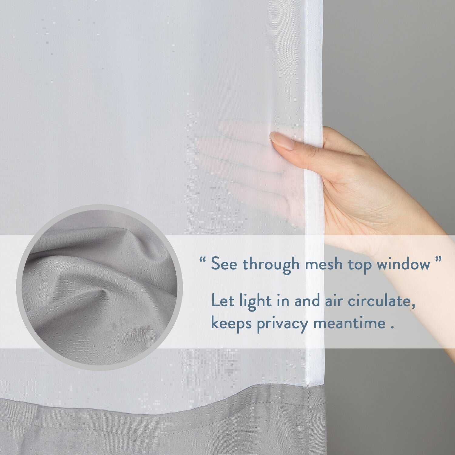 HIG Farmhouse Shower Curtain with Waterproof Detachable Liner, Boho Decorative Bathroom Curtain with Butterfly Flowers, Vintage Fabric Shower Curtain with See Through Window, 72" x 72"