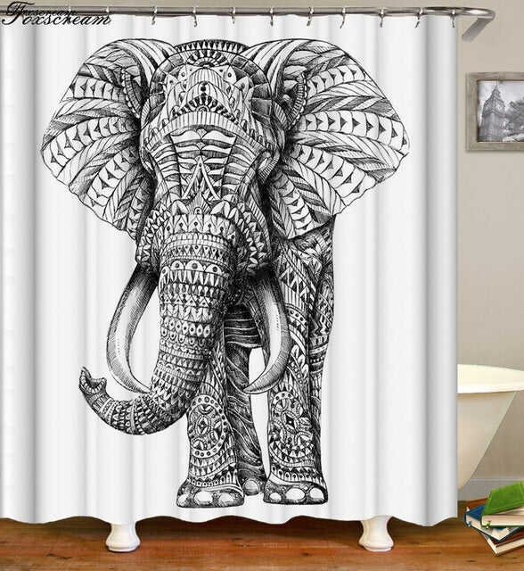 New High Quality Elephant Printing Shower Curtain 3D Polyester Fabric Waterproof Mildewproof Bathroom Curtain