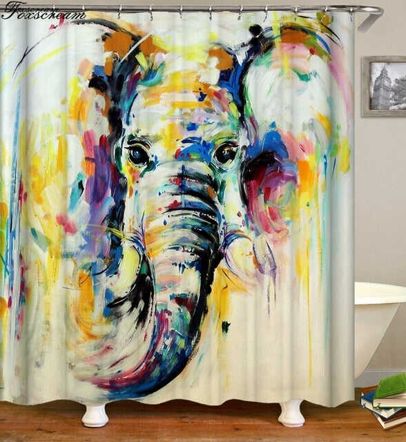 New High Quality Elephant Printing Shower Curtain 3D Polyester Fabric Waterproof Mildewproof Bathroom Curtain