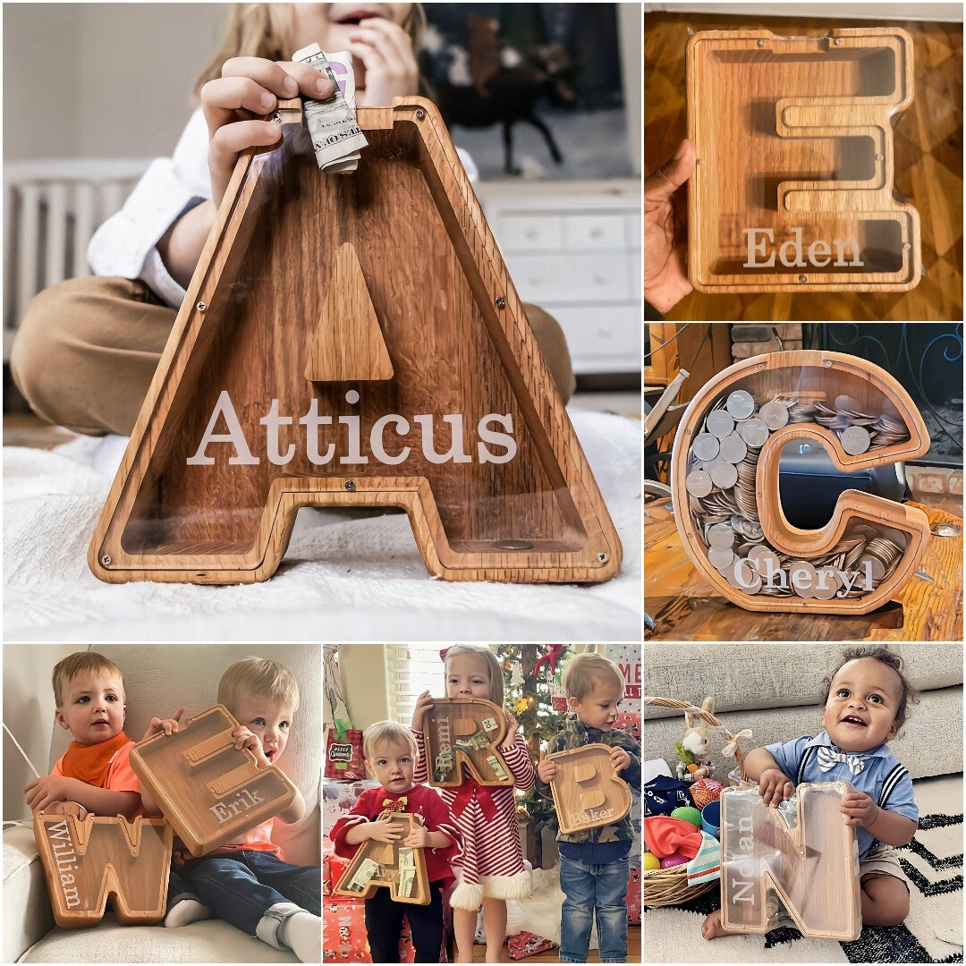 🎄Christmas fire sale💞Personalized Boy/Girl Piggy Bank - Wood Gift For Kids🎁