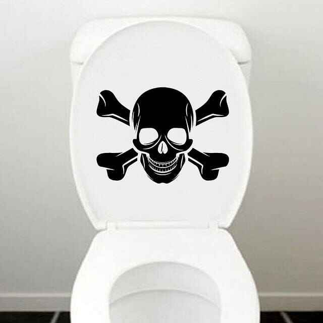 Skull Cross Bones Bathroom Toilet Stickers