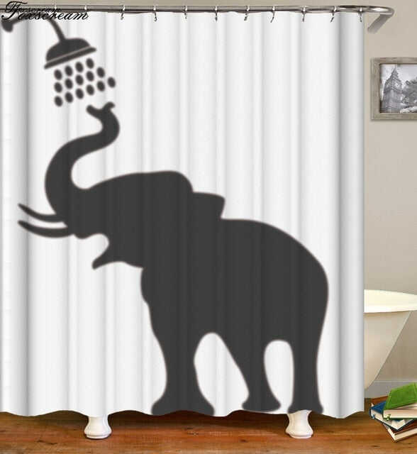 New High Quality Elephant Printing Shower Curtain 3D Polyester Fabric Waterproof Mildewproof Bathroom Curtain