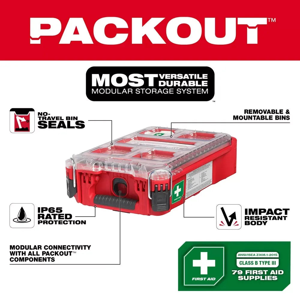 Milwaukee 48-73-8435CB Class A Type 3 PACKOUT First Aid KIT w/ PACKOUT Organizer