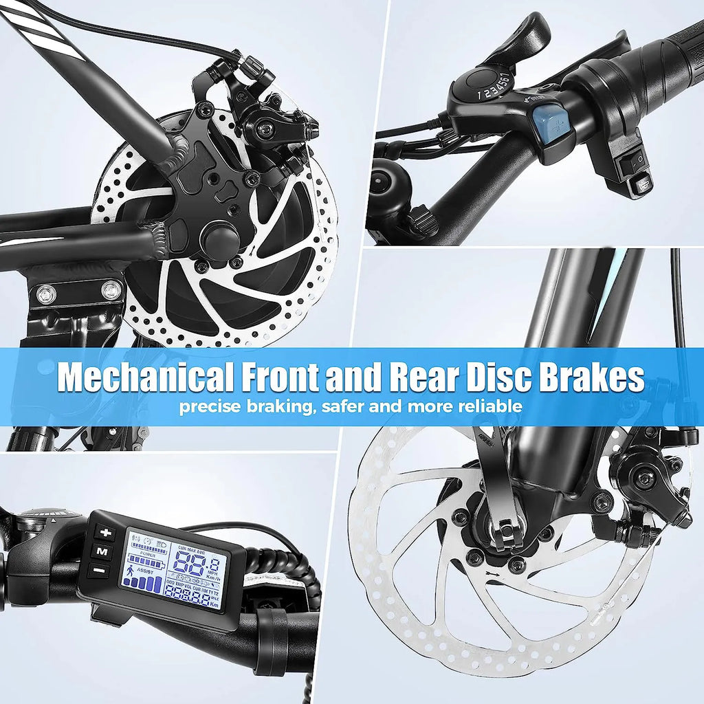 Electric Bike Electric Mountain Bike 500W 26'' Commuter Ebike, 20MPH Adults Electric Bicycle with Removable 48V/374.4Wh Battery, LCD-Display and Professional 21 Speed Gears