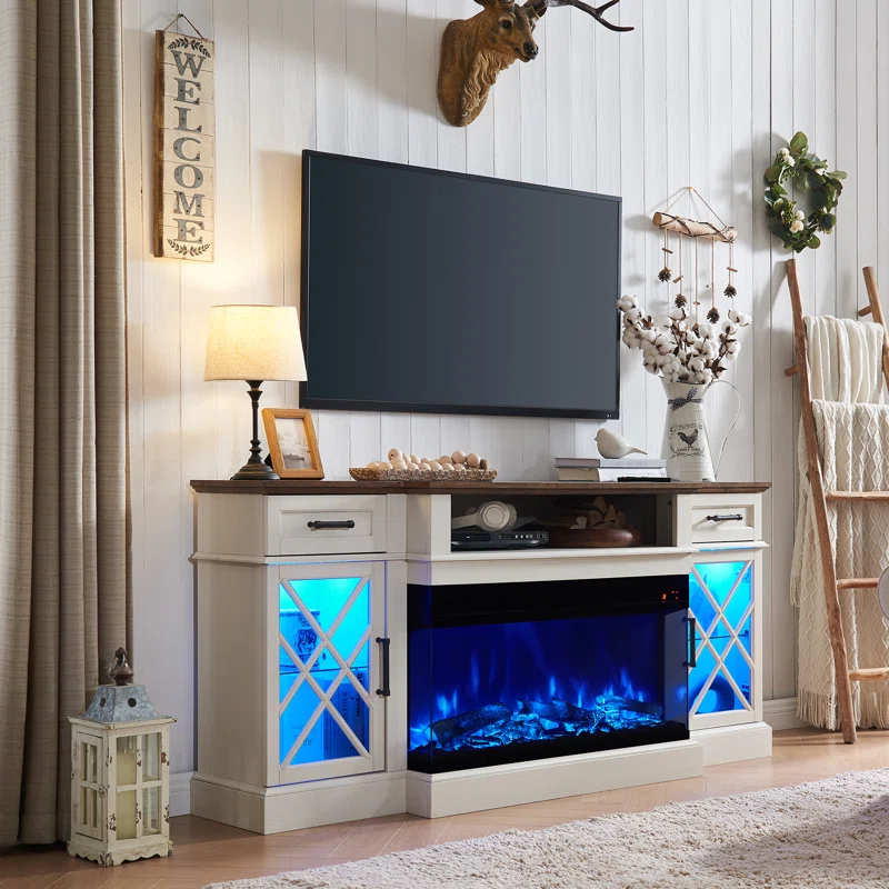 Gaobo Farmhouse Fireplace TV Stand