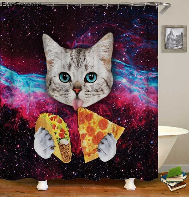 Cat Bath Shower Curtain Funny Star Space Waterproof Cat shower curtains bathroom curtain Fabric Bathroom Curtains For Bathroom