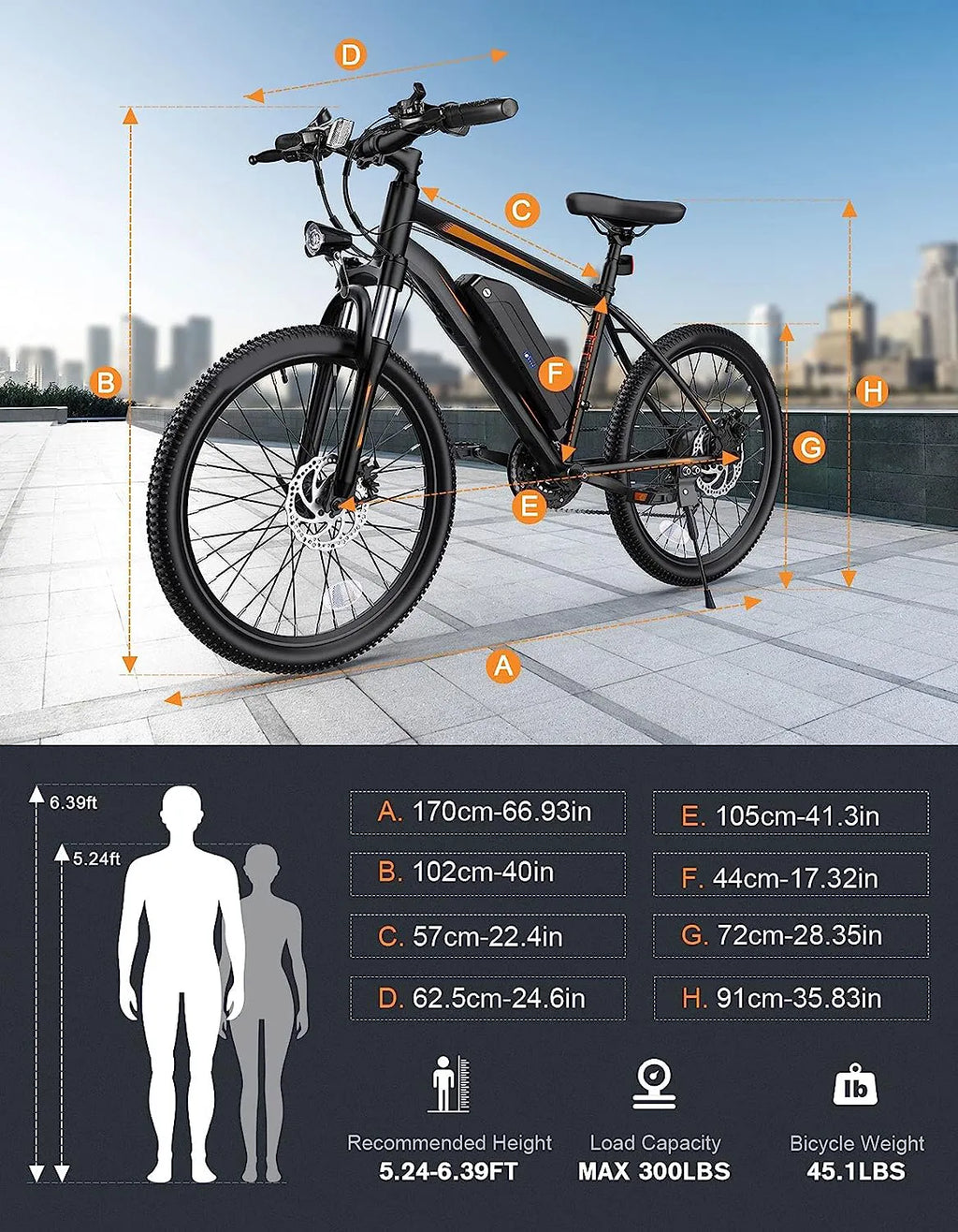 Electric Bike, Electric Bike for Adults 26'' Ebike with 350W Motor, 19.8MPH Electric Mountain Bike with Lockable Suspension Fork, Removable 36V/10.4Ah Battery, Professional 21 Speed Gears