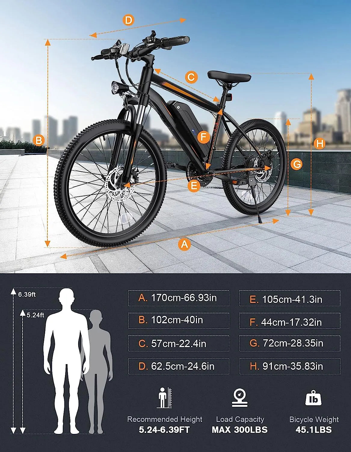 Electric Bike, Electric Bike for Adults 26'' Ebike with 350W Motor, 19.8MPH Electric Mountain Bike with Lockable Suspension Fork, Removable 36V/10.4Ah Battery, Professional 21 Speed Gears